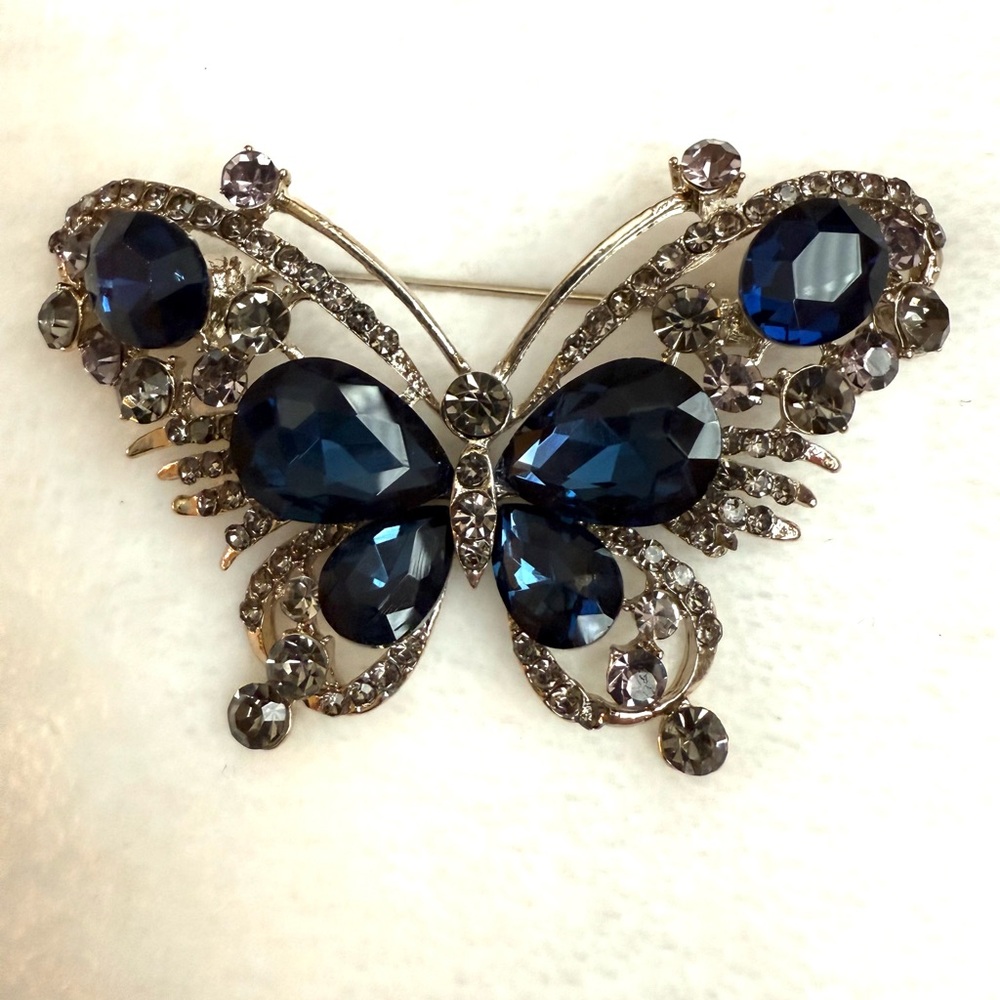 Elegant Blue Butterfly Brooch NWOT
